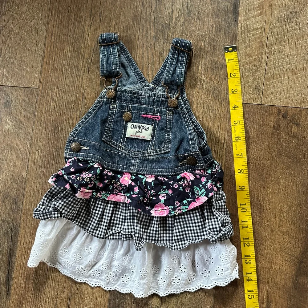 Baby OshKosh B'gosh Overalls 12 Months Blue Black Floral Gingham